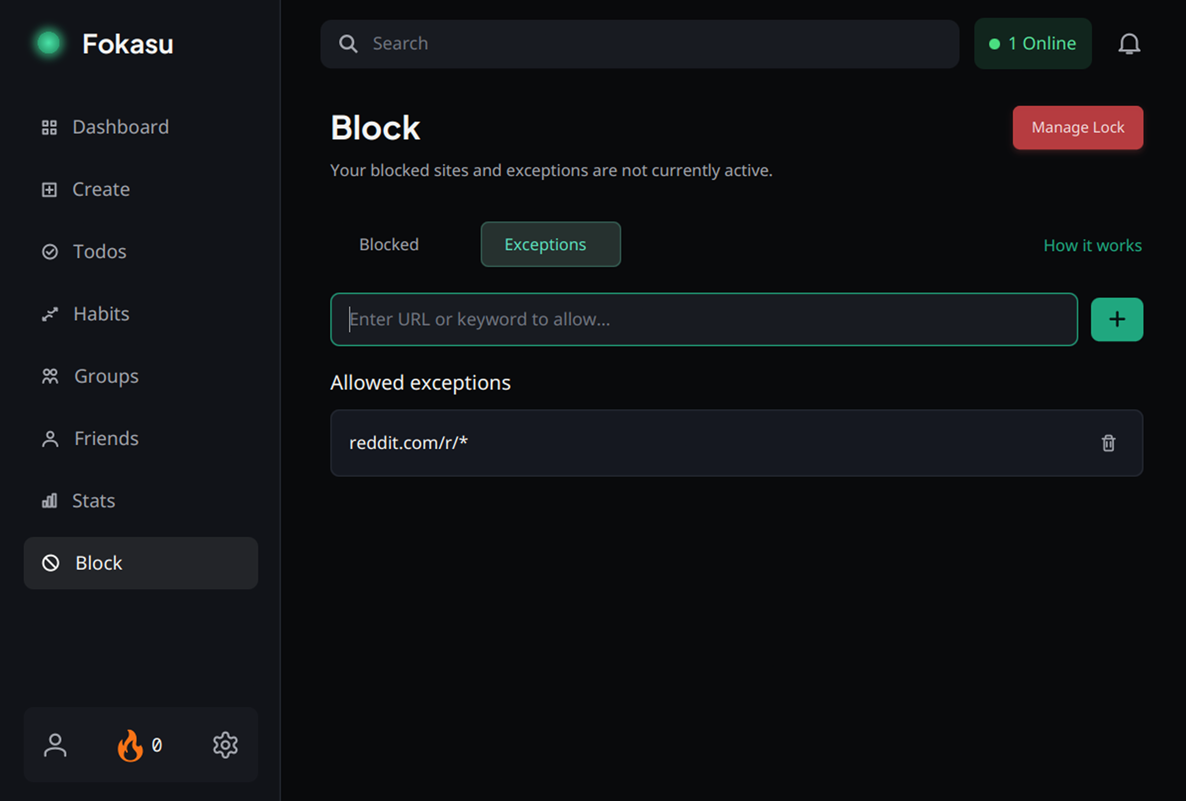Exception list allowing a narrow Reddit path