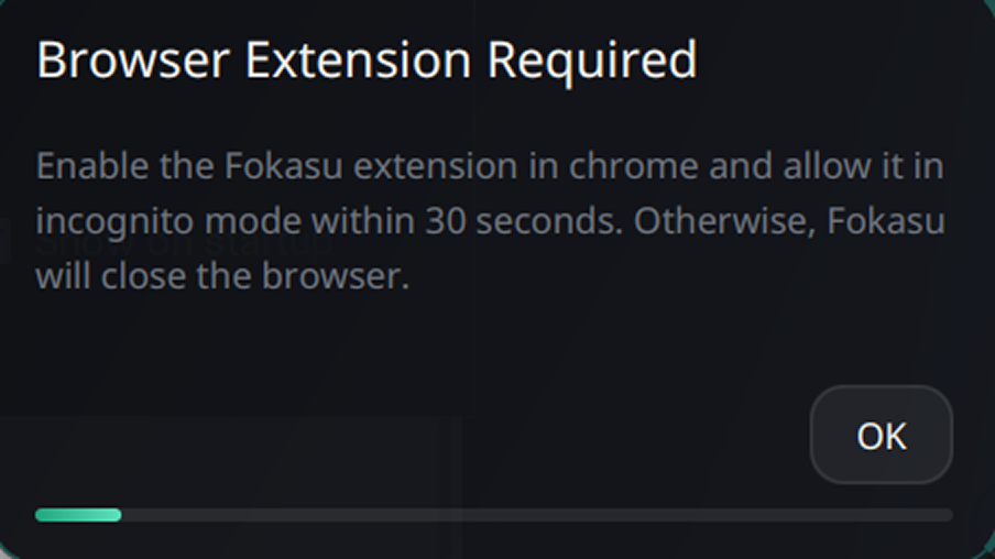Notification showing the browser will close after the extension is disabled or removed