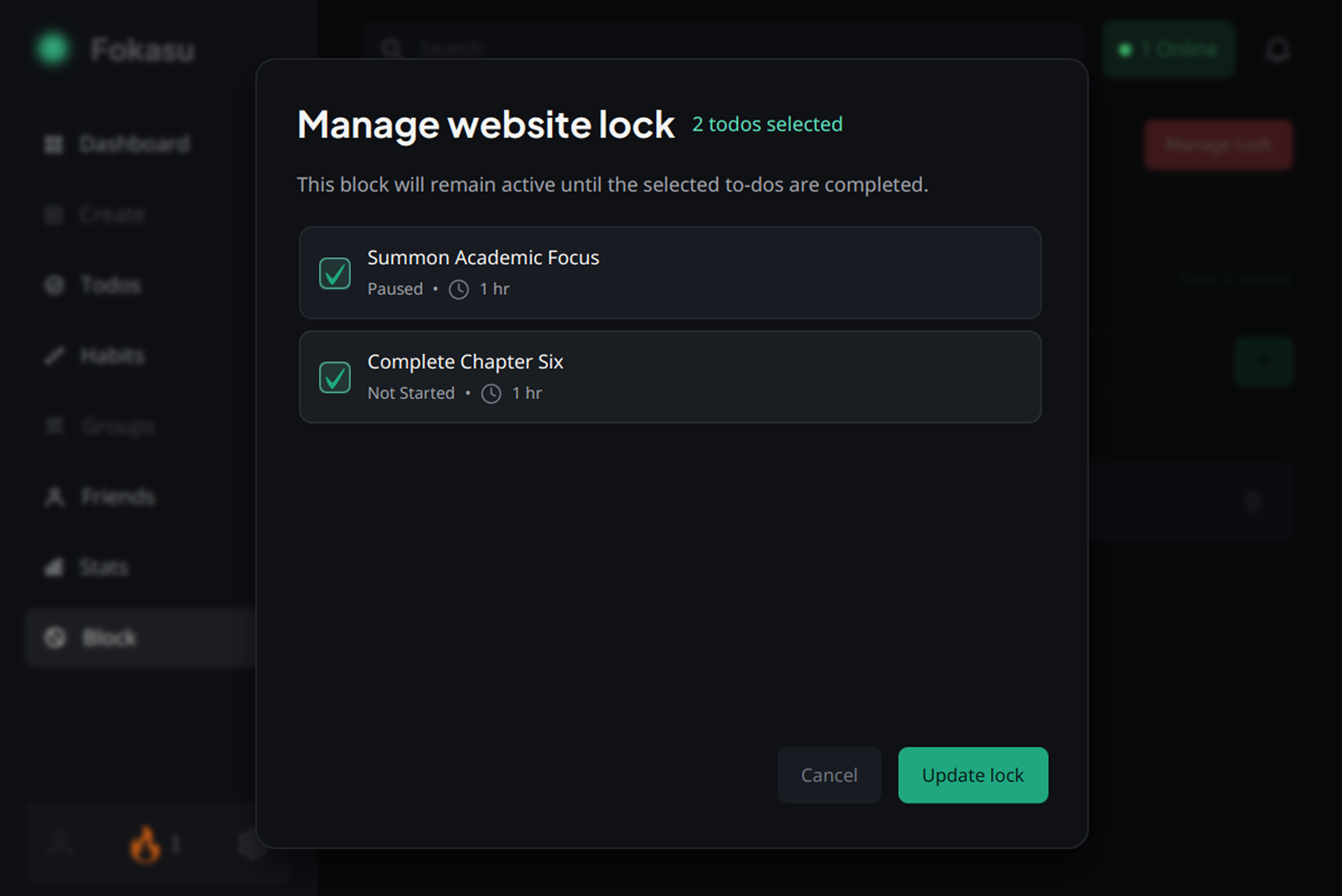 Select todos for the lock